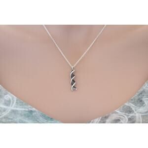 Sterling Silver DNA Charm Necklace, Silver DNA Charm